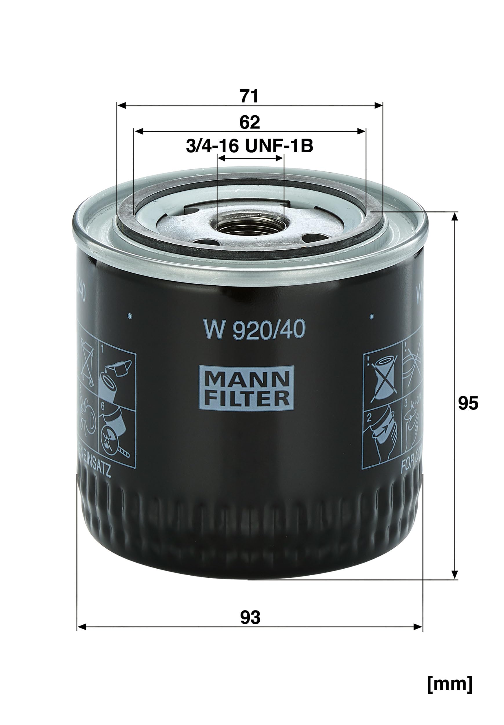 MANN-FILTER, W 920/40 Hydraulique