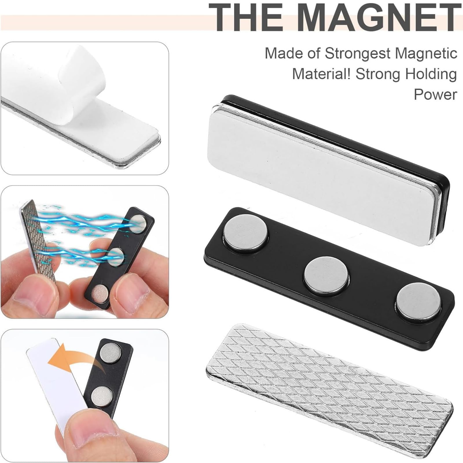 Set di magneti per zanzariere e finestre (6 pezzi), clip autoadesivi resistenti, al neodimio per tende, magnetica fai-da-te, fissaggio senza foratura, riutilizzabili, per porta del balcone