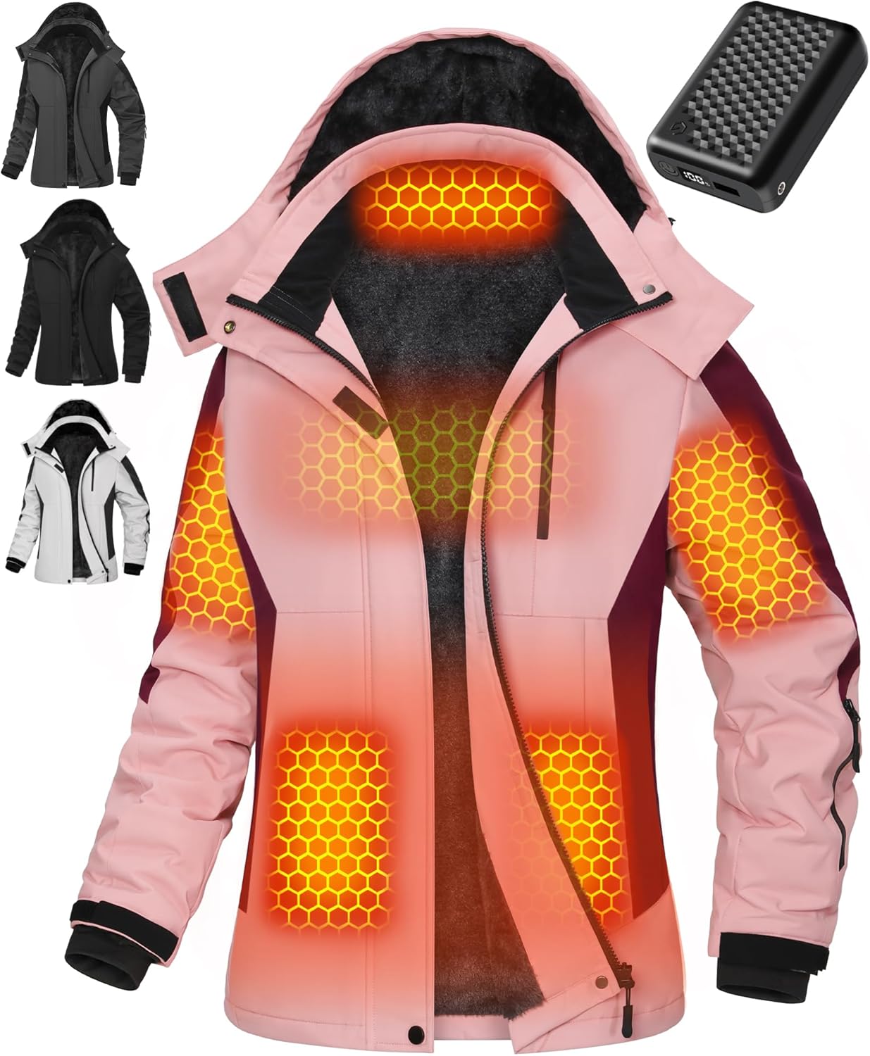 Wulcea Graphene Heated Jacket For Women 12V 18400mAh Fast Charge With Large Capacity