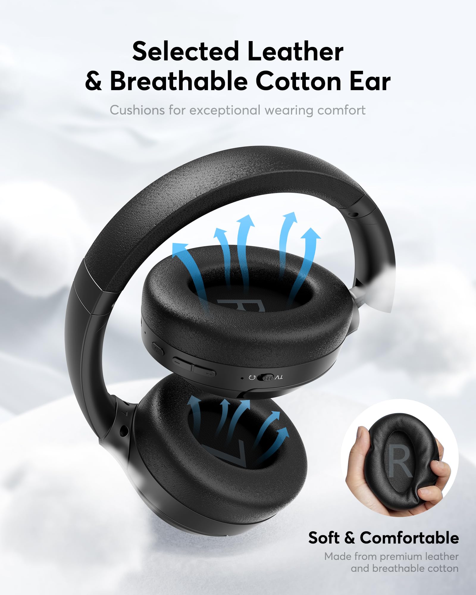 Doohoeek Casque Audio TV sans Fil, Casque Bluetooth 5.3 avec Station de Charge & Écran Digital, Autonomie 60H, Casque Léger et Pliable pour TV (Optique, AUX & Bluetooth)