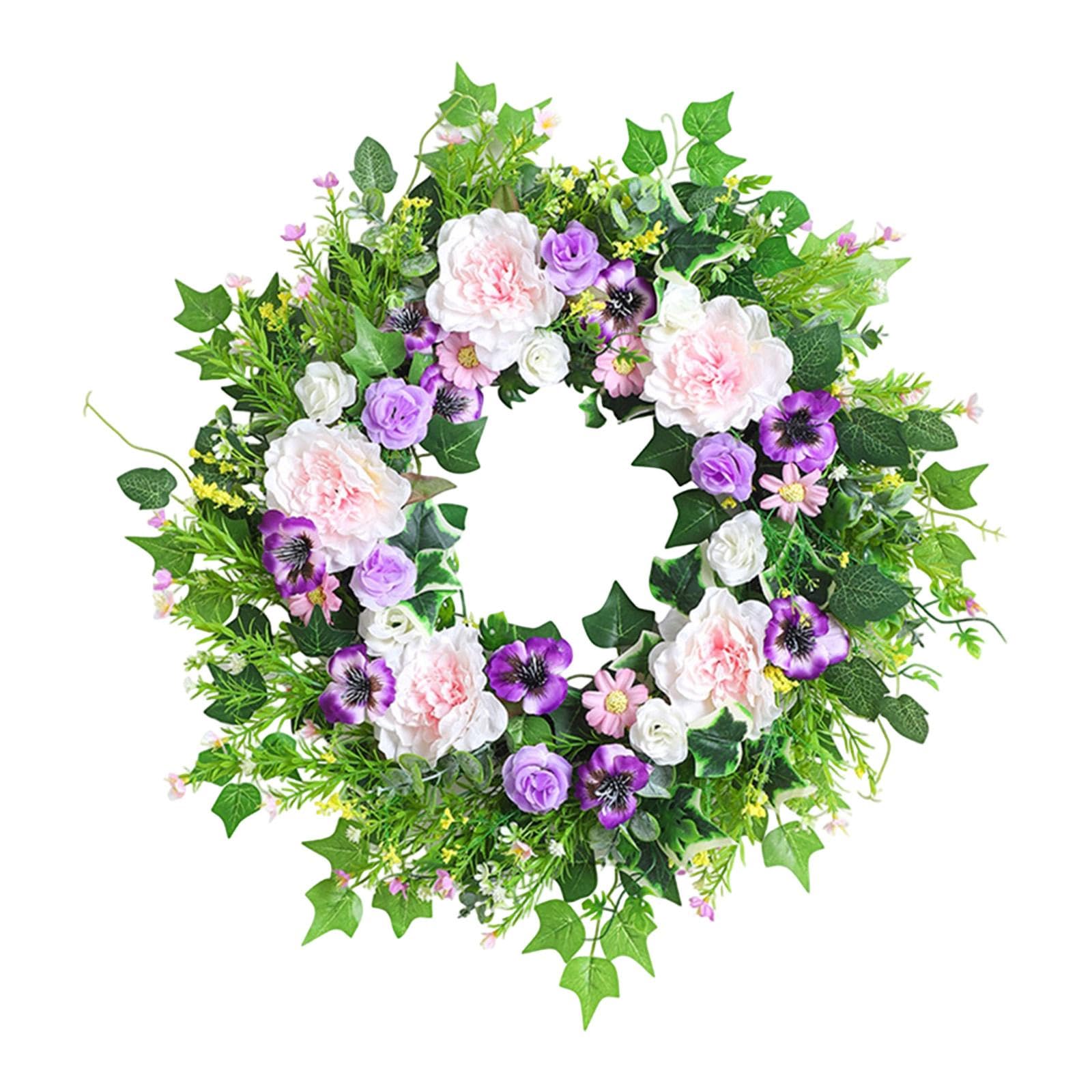 Ghirlanda Primaverile-Estiva da Appendere alla Porta D'ingresso, Fogliame Verde, 45 Cm