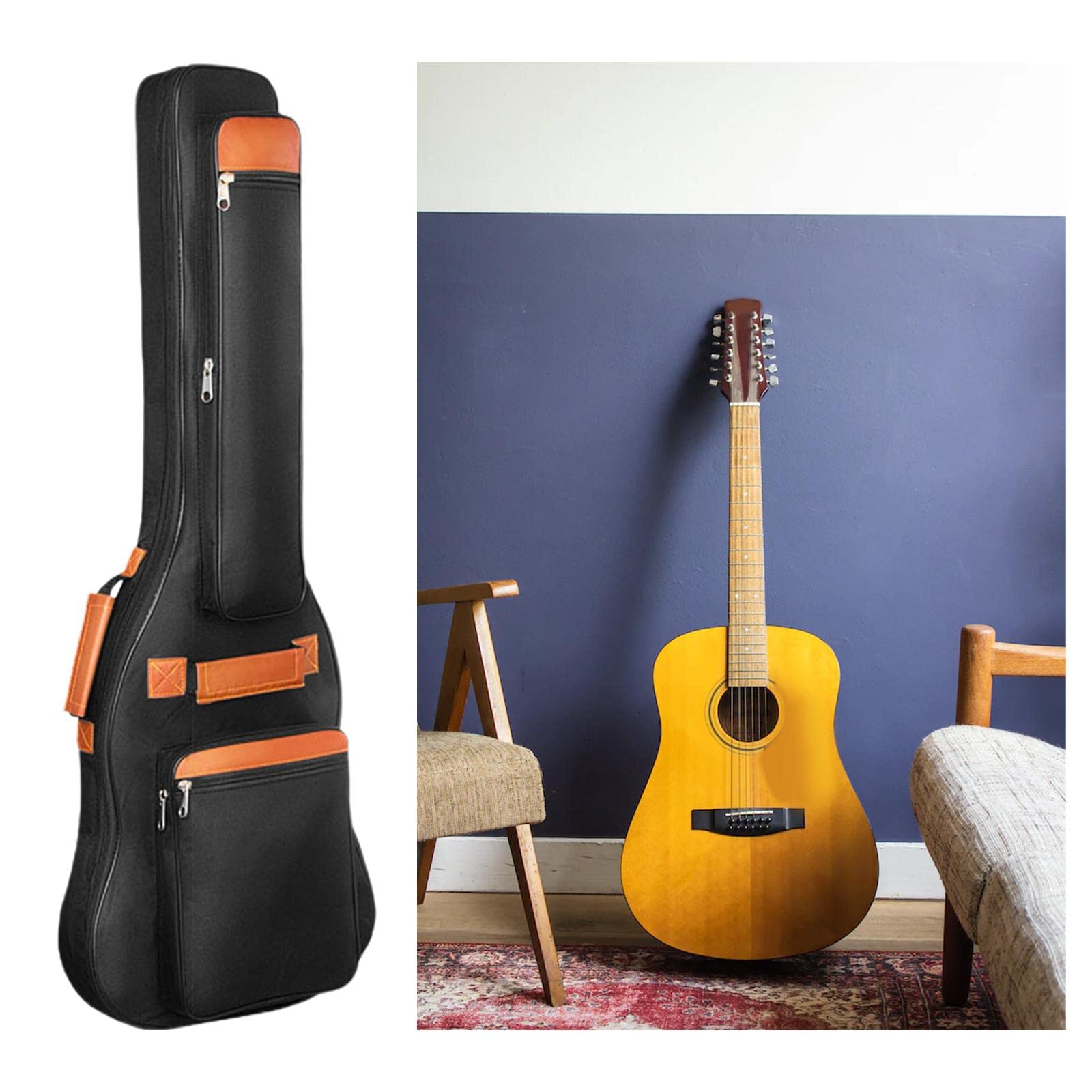 kowaku Sacs pour guitare électrique, sac à dos à double bandoulière réglable durable poussière avec grandes poches sac poussière pour guitare pour, GUITARE