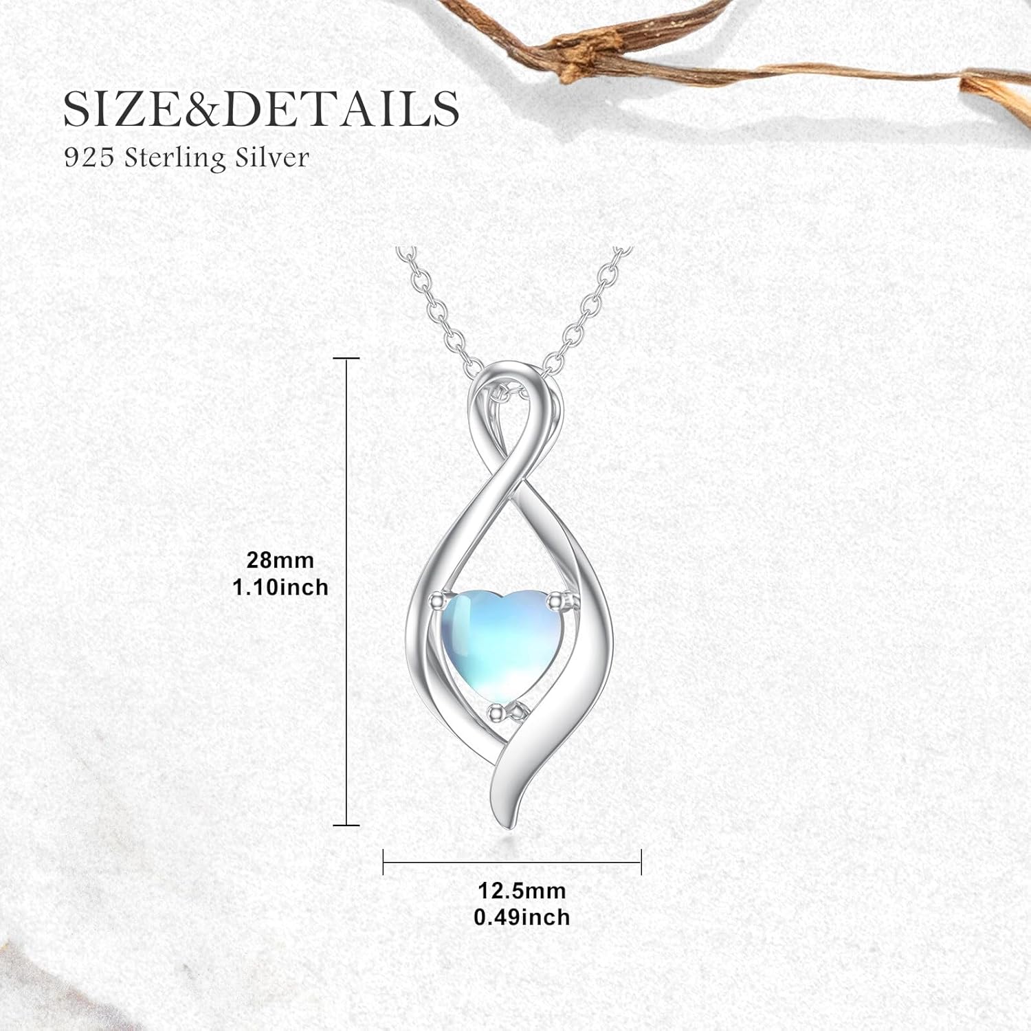 Infinity Moonstone Necklace for Women 925 Sterling Silver Heart Moonstone Infinity Symbol Pendant Ladies Jewelry Gifts - Image 5