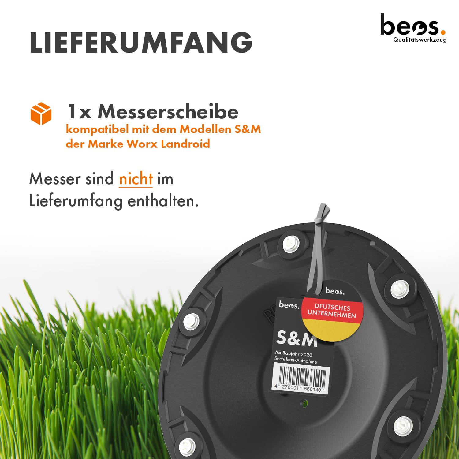 beos Premium Mähroboter Tuning-Messerteller für 6x Klingen - glasfaserverstärkte Messerscheibe - Drehscheibe kompatible mit Worx Landroid S&M (ab 2020) & Landxcape