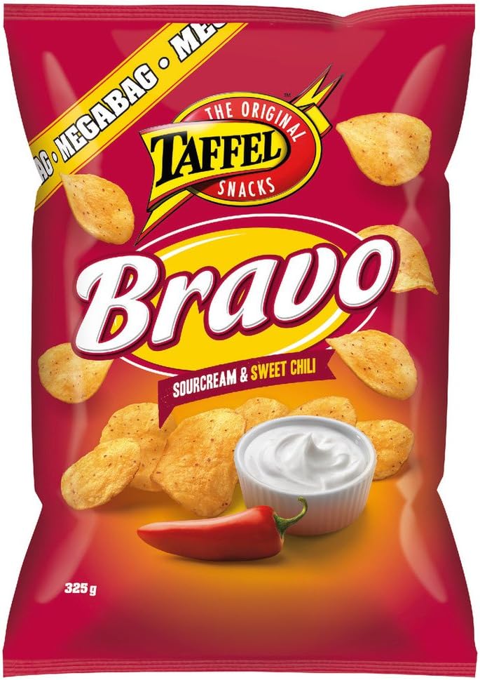 Taffel Bravo Sourcream & Sweet Chili - Original - Finnish - Potato Chips - Bag 325g