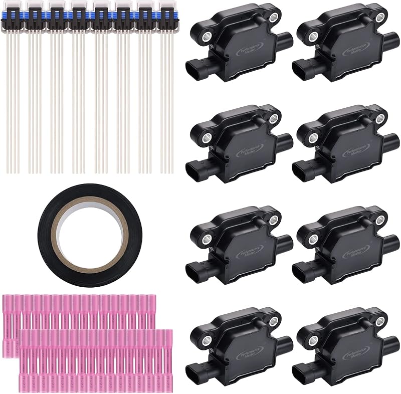 Kit com 8 bobinas de ignição quadradas Performance Master UF413 com chicotes – 8 unidades