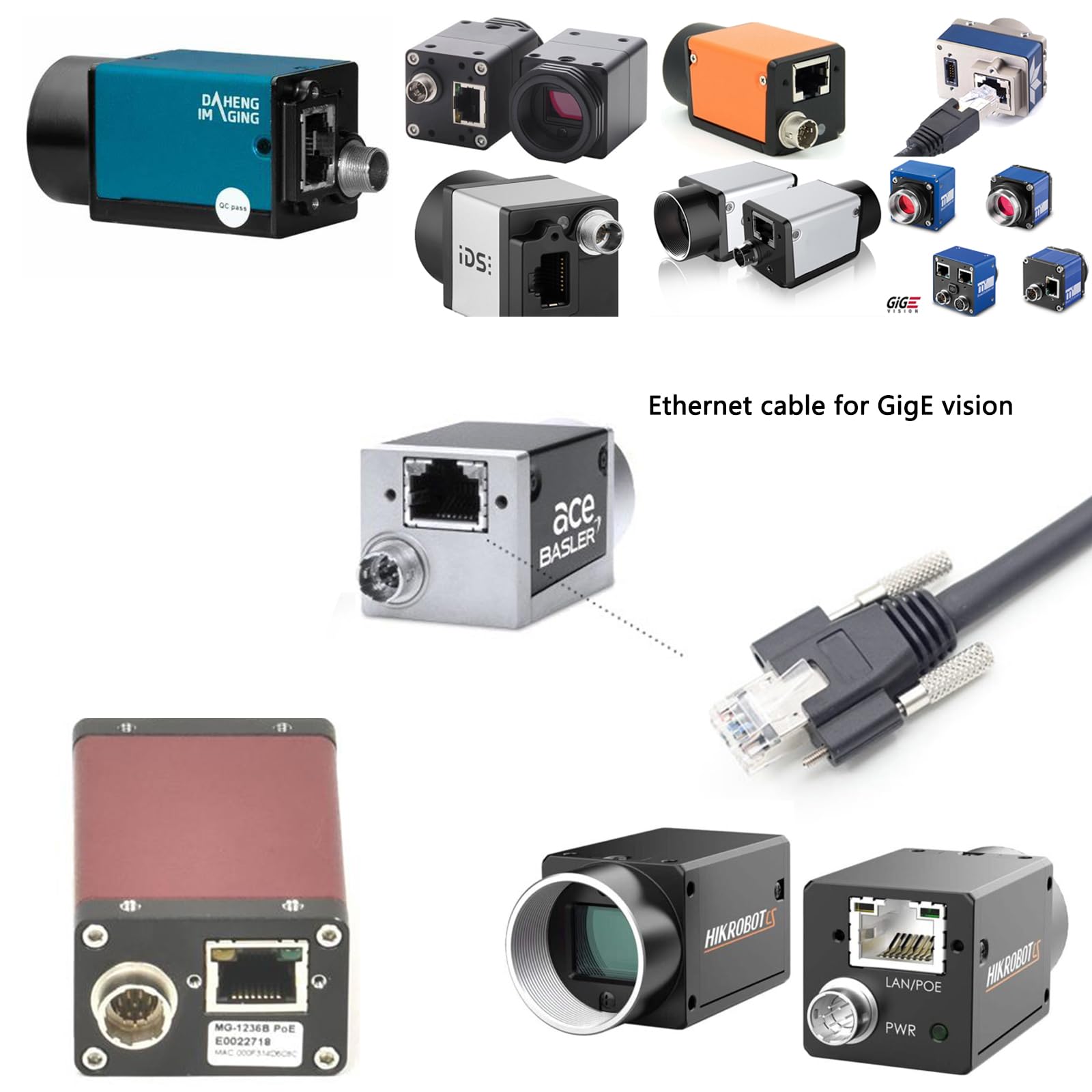 HangTon Cavo Gigabit Ethernet GigE CAT6A per Allied Vision Basler Baumer Cognex Dalsa HikRobot iDS Jai Imaging Camera a PC Vision System PC, bloccaggio orizzontale a RJ45, catena di trascinamento, PVC