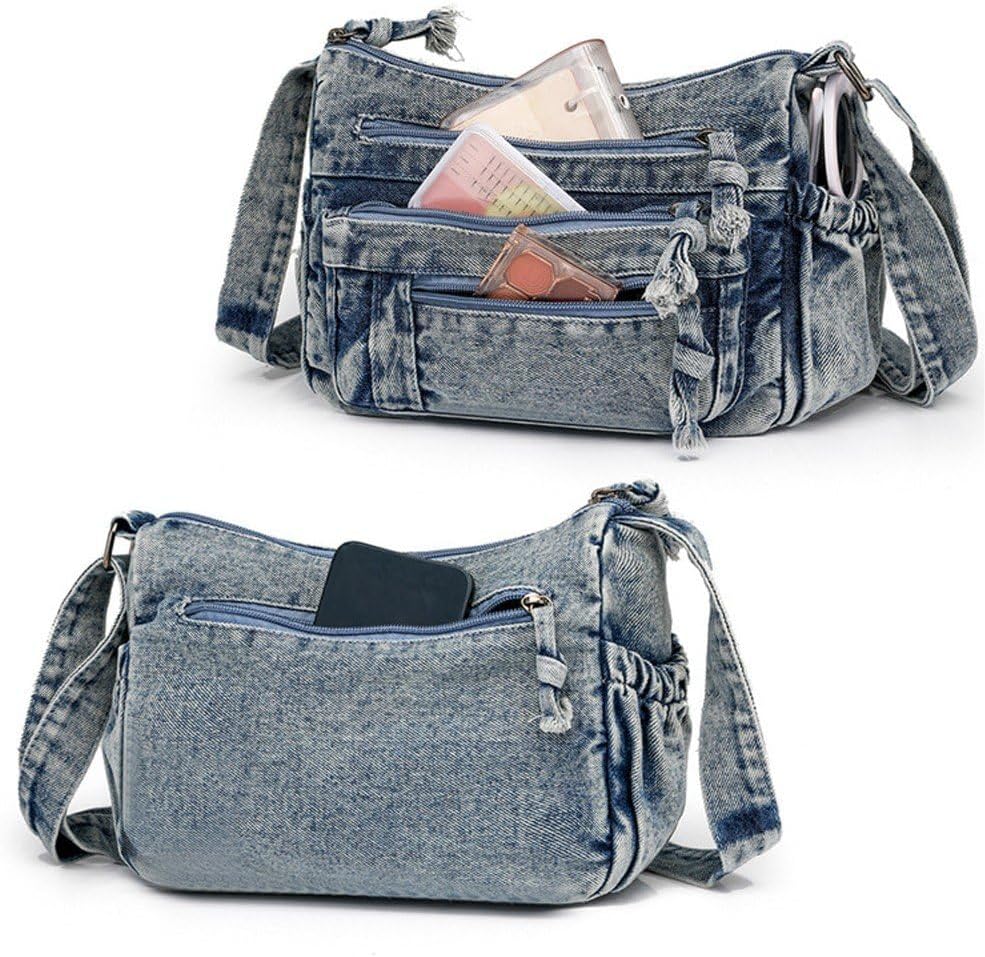 Retro Denim Single Shoulder Bag for Women Crossbody Bag with Multiple Compartments Fashionable and Practical Handbag