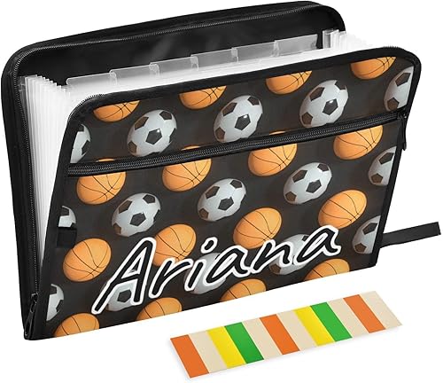 Custom 3D Sports Ball Expanding File Folders 13 Pockets Accordion File Folder with Labels Personalized Important Document Organizer Customized
