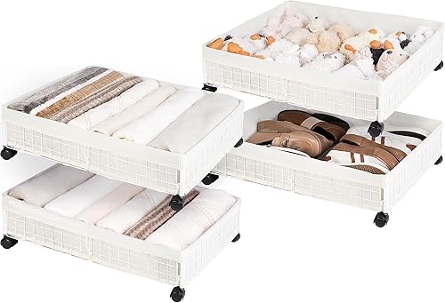 StorageWorks Almacenamiento debajo de la cama con ruedas, almacenamiento debajo de la cama, contenedores de almacenamiento de metal debajo de la
