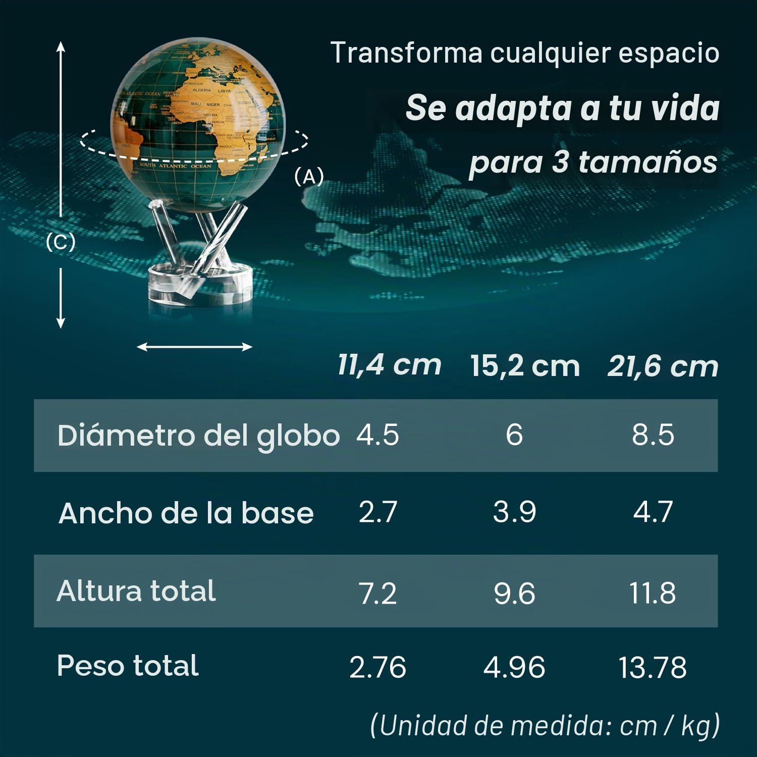 MOVA Globo Autorrotativo, Verde Esmeralda y Dorado Prestige (8.5")