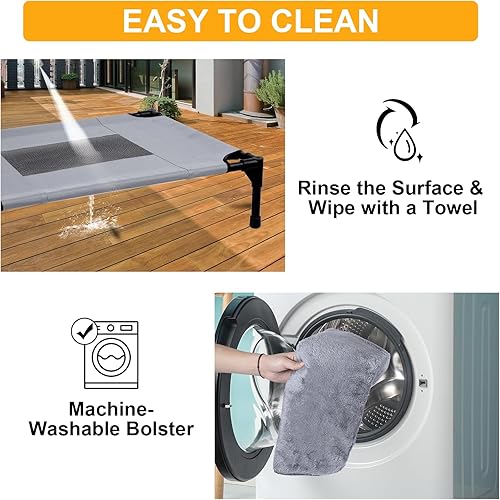 Miniatura 6 de Cama elevada refrescante para perros grandes con alfombrilla de felpa, duradera y lavable para exteriores, hamaca elevada portátil a prueba de