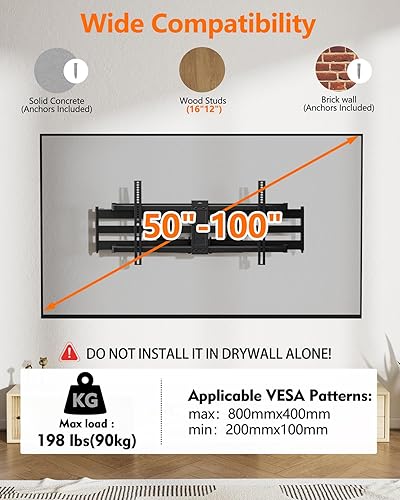 Miniatura 2 de Soporte de pared para TV de brazo largo resistente, brazo articulado doble de 43 pulgadas, nivel de inclinación giratorio de movimiento completo, se
