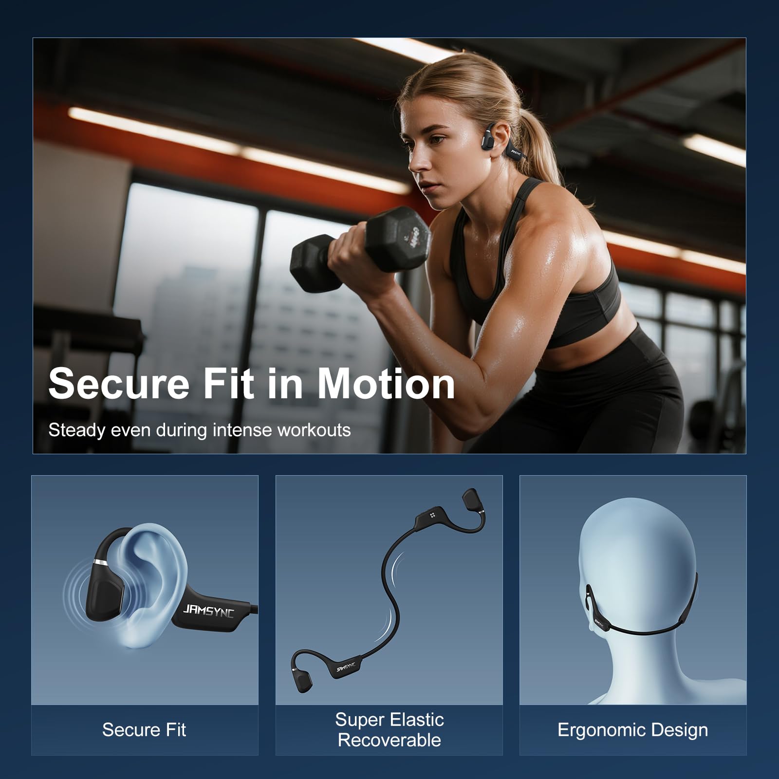 Open Ear Headphones, Running Headphones Bluetooth 5.4 with Built-in Mic, 22g Lightweight Comfort, 14H Battery & IPX5 Waterproof Sports Air Conduction Headphones for Running, Cycling, Gym, Walking — view 6