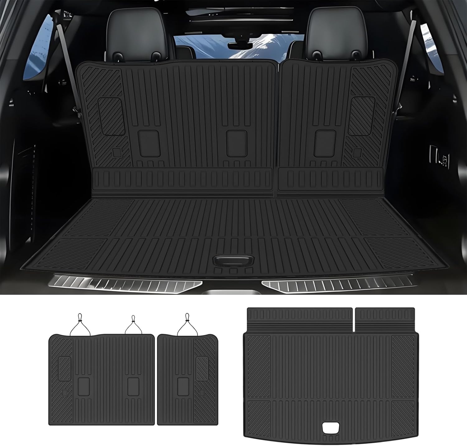 Cargo Mat Compatible with 2021-2026 Chevy Suburban/GMC Yukon XL Trunk Mat & Seat Back Protector All-Weather TPE Cargo Liner Replacement for 2021-2026 Chevy Suburban/GMC Yukon XL Accessories