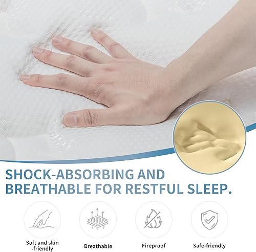 Miniatura 5 de Colchón individual de 12 pulgadas, colchón híbrido de espuma viscoelástica individual con resortes embolsados para una comodidad transpirable, sueño