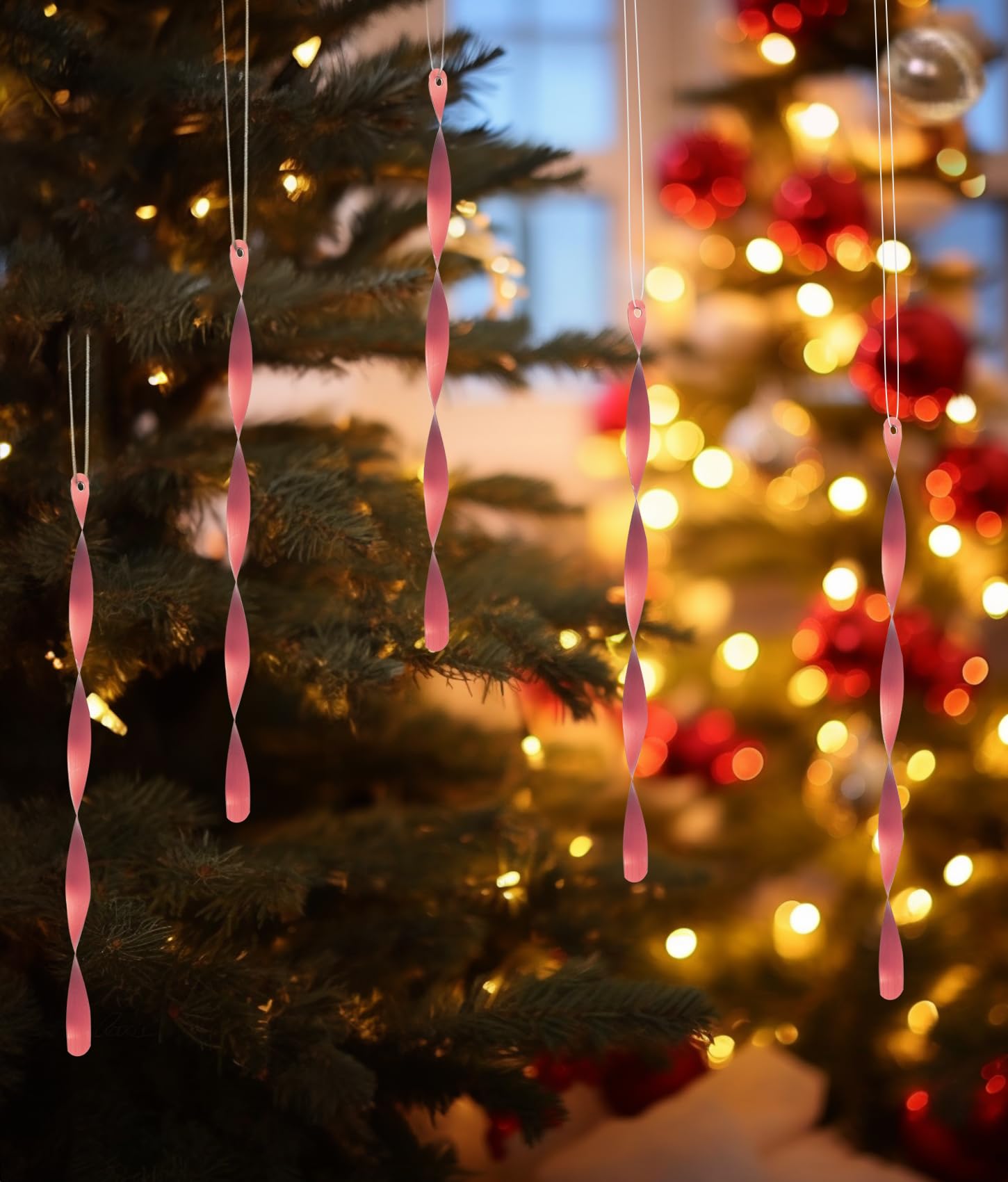 AMS Christmas Tree Ornaments 24PCS Aluminum Twisted Icicles Ornament Set for Christmas Tree New Year Party Decorations Supplies(Matte 9.8