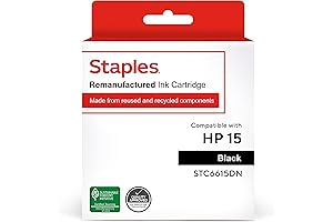 STAPLES Remanufactured Ink Cartridge Replacement for HP 15 (Black)