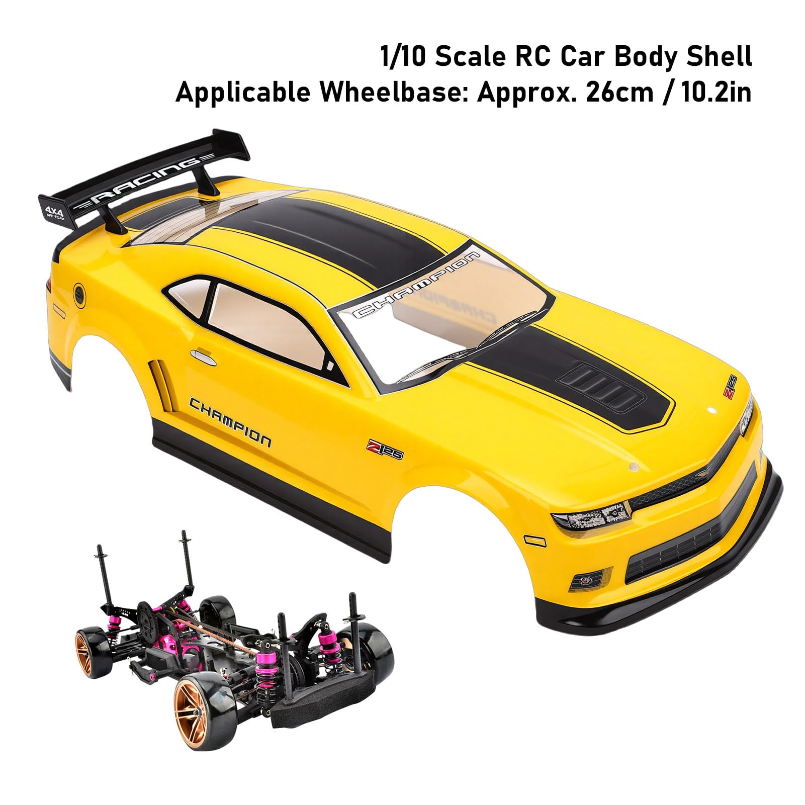 Sxhlseller Karoseria Samochodu RC, część Zamienna z PVC do Skali 1/10, Rozstaw Osi 26 Cm Zdalnie Sterowana Ciężarówka Buggy z Tylnym Skrzydłem, Akcesoria Kompatybilne z dużą prędkością