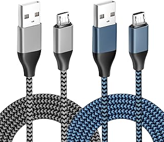 PS4コントローラー用充電器 充電ケーブル 2本入り 10フィート ナイロン編組 マイクロUSB 2.0 高速データ同期コード Xbox One S/X Playstation 4 PS4 Slim/Proコントローラー用充電器 プレイコード