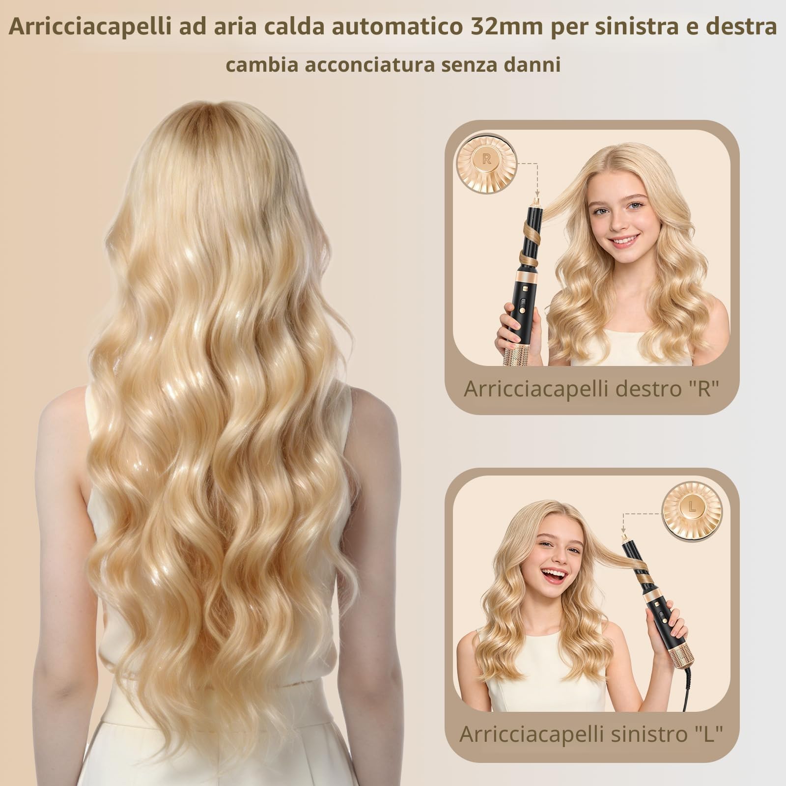 Sendowtek Spazzola Asciugacapelli 6 in 1, Multi Hair Styler Set 950W 3 Temp Arricciacapelli Spazzola Ad Aria Calda Bocchetta Styling Asciugacapelli, Air Styler per Ricci Raddrizzamento Asciugare donna