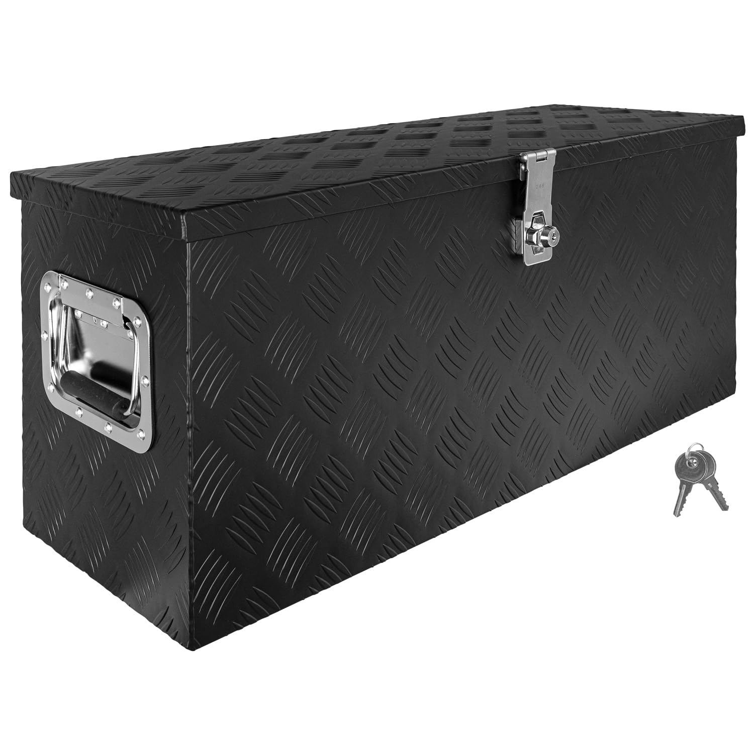 Trucky Caja de Barra de Tiro Negro Caja de Herramientas Caja de Camión Caja de Aluminio Caja de Remolque con Tapa Bloqueable Caja de Transporte D080