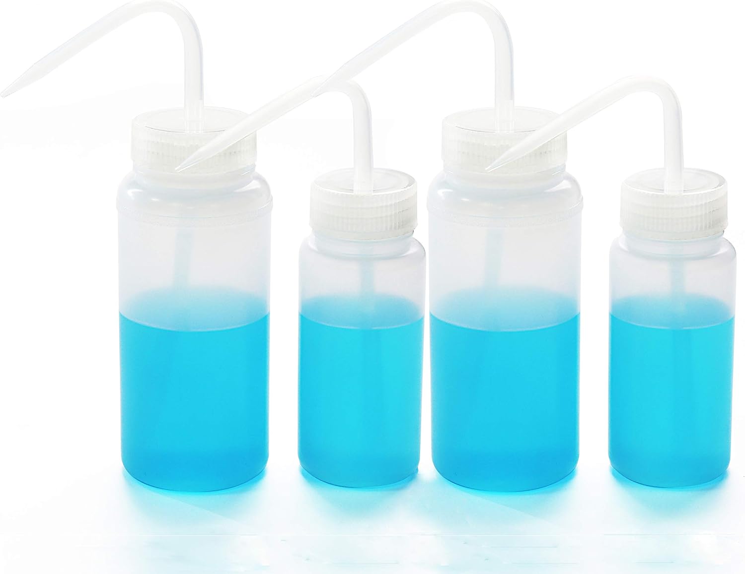 ULAB Scientific Safety Wash Bottle Set, Wide-Mouth 250ml&500ml 2pcs for Each Size, LDPE Bottle with PP Draw Tube, UWB1004 250ml&500ml, Wide Mouth