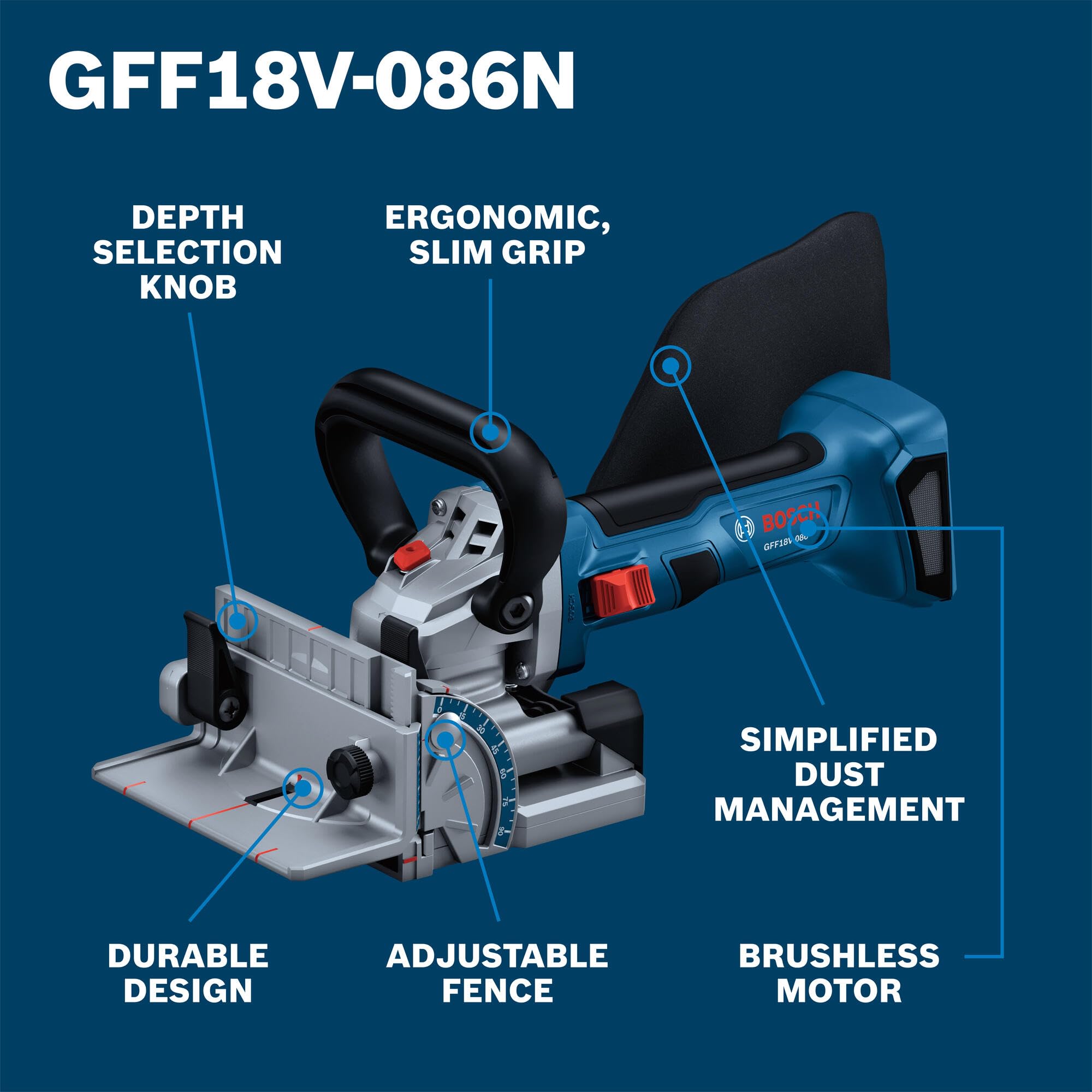 BOSCH GFF18V-086N 18V Brushless Biscuit Joiner Cordless Woodworking Tool