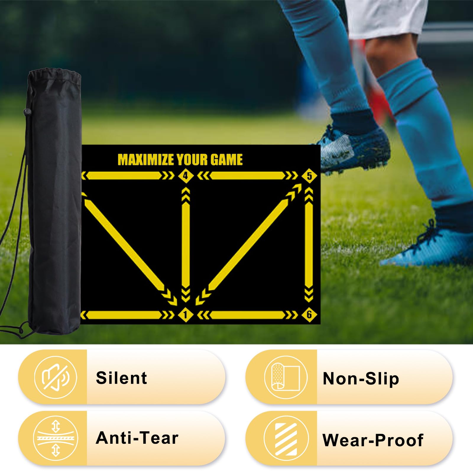 Soccer Training Mat XL 90x60cm for Dribble Ball Control Footwork