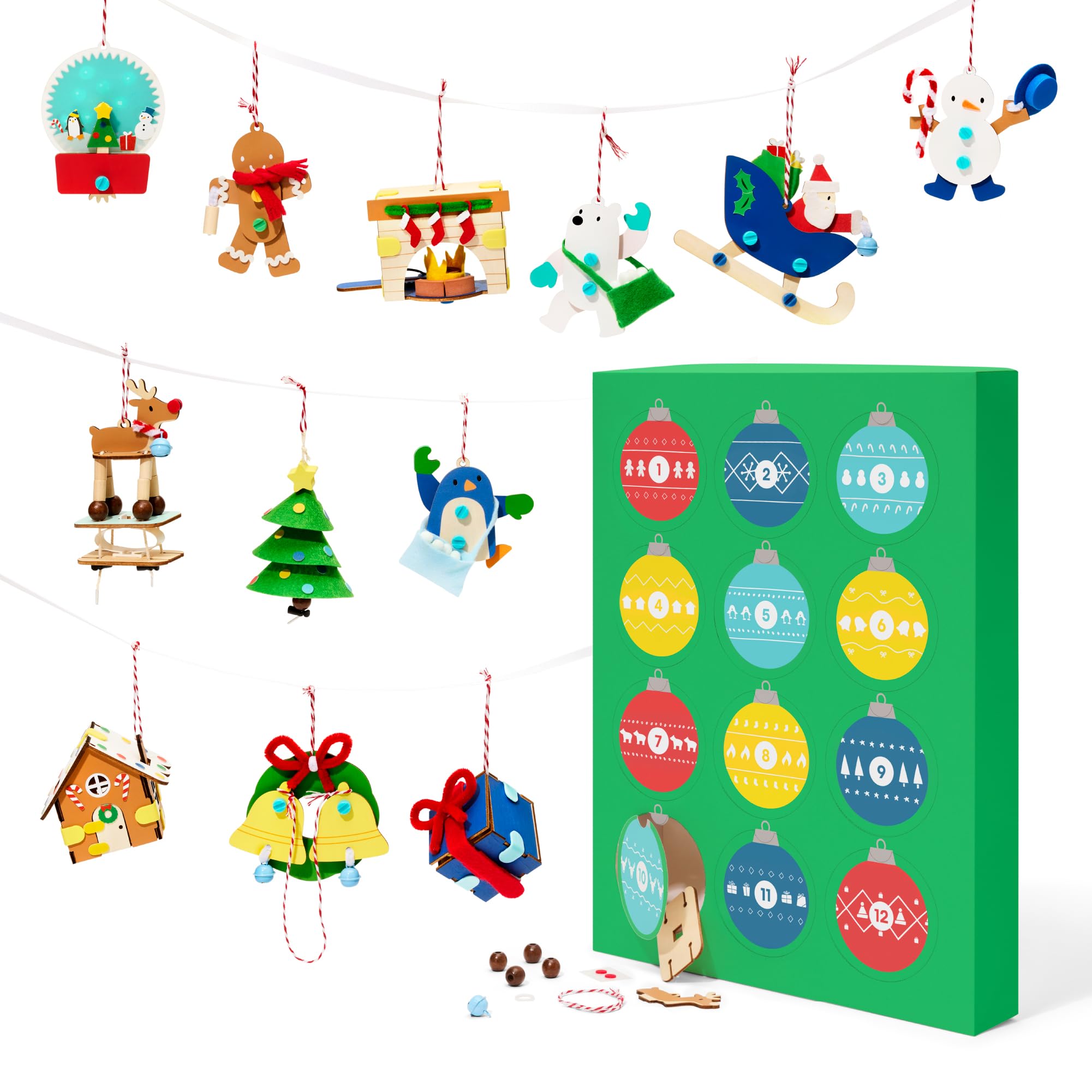 Amazon.com: KiwiCo 12 Day Advent Ornaments | Build Your Own