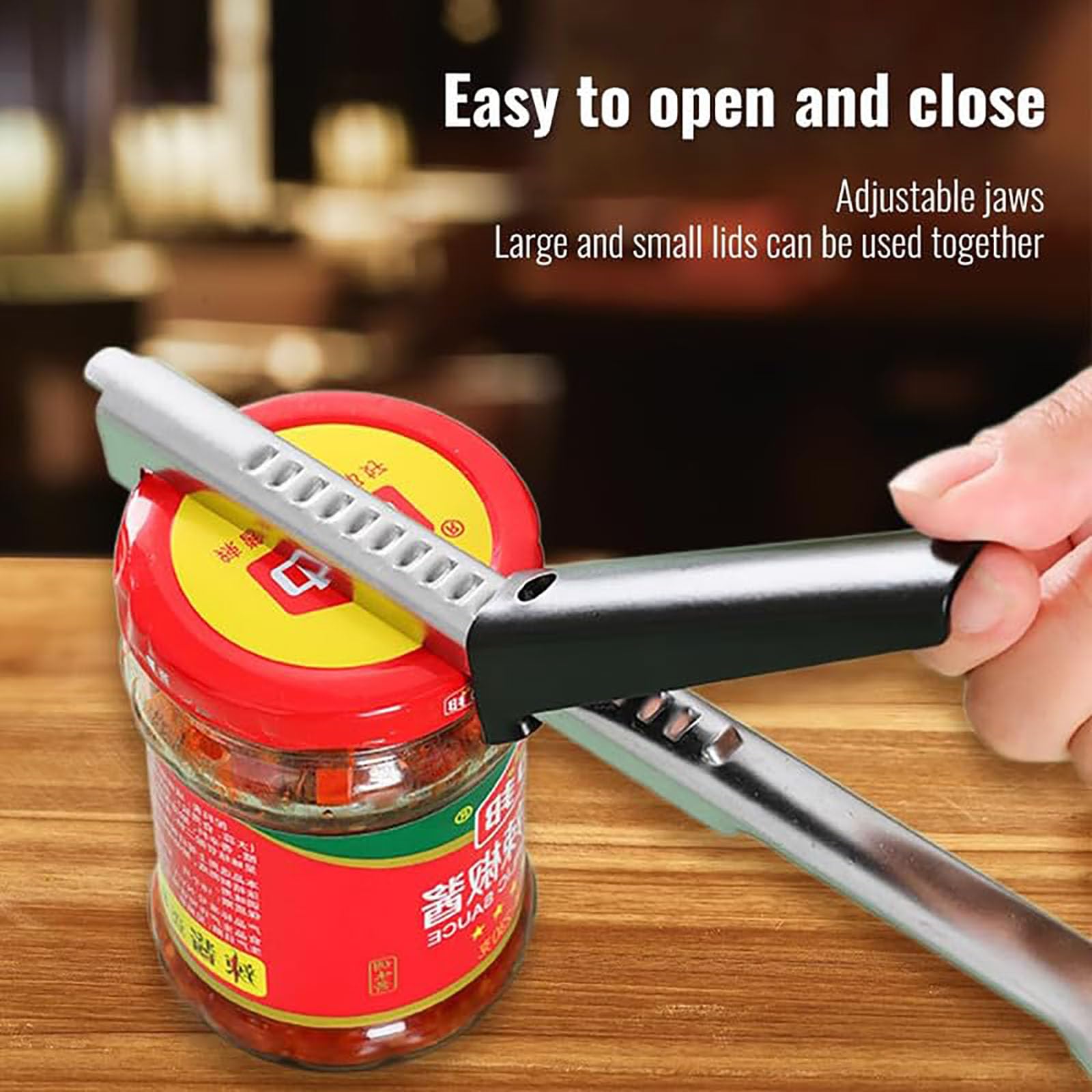 Abridor de tarros ajustable para manos débiles, abridor de tarros ajustable 2 en 1, abridor de latas multifunción, abridor manual de tapa y abridor de botellas para utensilios de cocina en el hogar (2