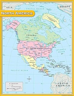 Teacher Created Resources North America Map Chart, Multi Color (7655)