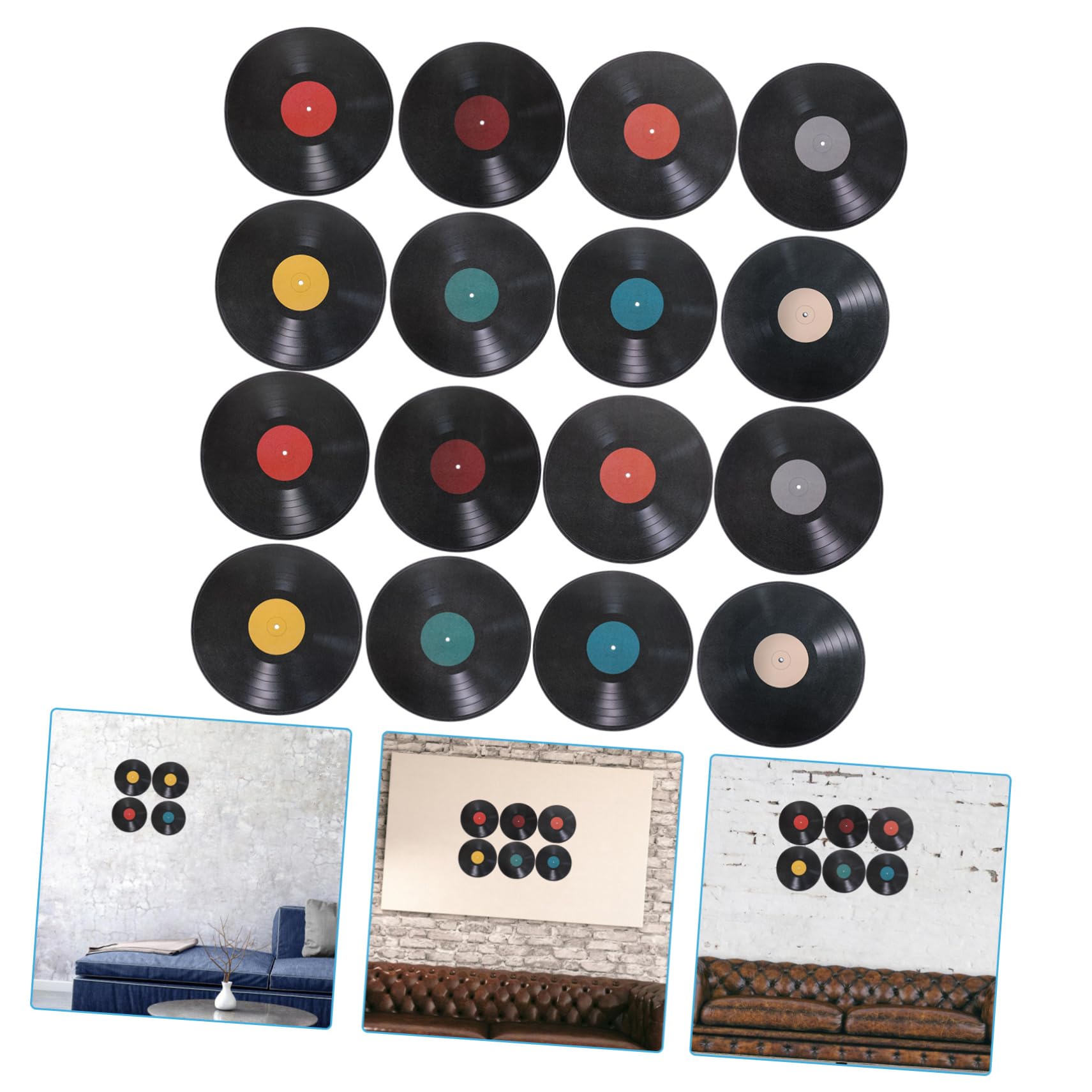 COHEALI 24hojas Decoración De Discos De Vinilo Para Pared Vinilo Decorativo Diseño De Discos De Para Dormitorio Salón Estudio De Música