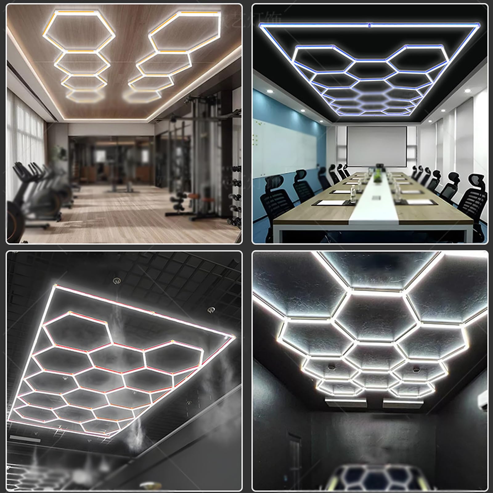 Plafonnier LED Hexagonal pour Garage,Luminaire De Garage à LED en Nid d'abeille,Plafonnier LED Nid D'Abeilles,éClairage Garage en Nid d'abeille,Haute Luminosité,pour Salle Sport