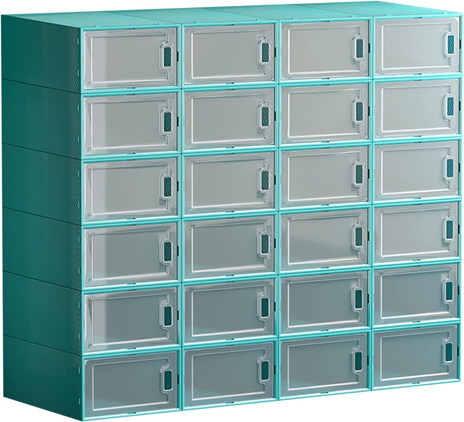 DAYONG Shoe Storage Box Shoe Box,24 Pack Clear Plastic Clamshell Shoebox,Stackable Shoe Organizer Foldable Display Box Container Closet Shelf Shoe Organizer