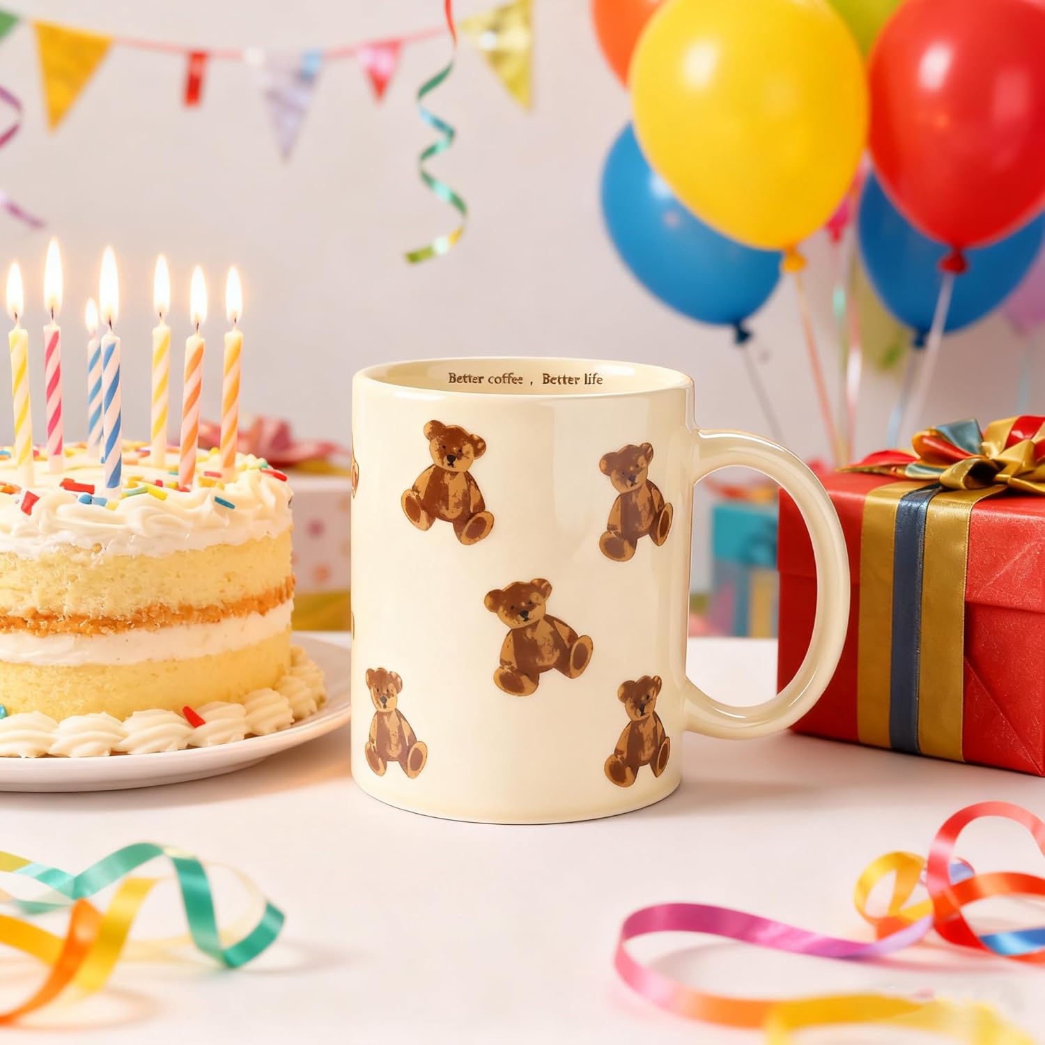 Cute Teddy Bear Coffee Mug- Cartoon Bear Cups-Adorable Gifts for Kids and Women-Ceramic Mug for Home- Cartoon Bear Cups -Perfect for Animal Lovers, Teachers, Parents-12oz (Cute Bear) - Image 6