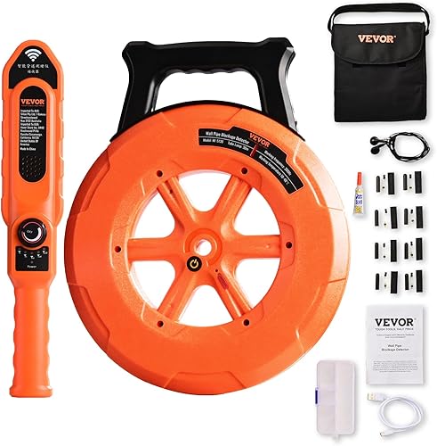 VEVOR Localizadores de tuberías, localizadores de tuberías de PVC de 100 pies98.4 ft subterráneos, detector de bloqueo de tubería impermeable IP67