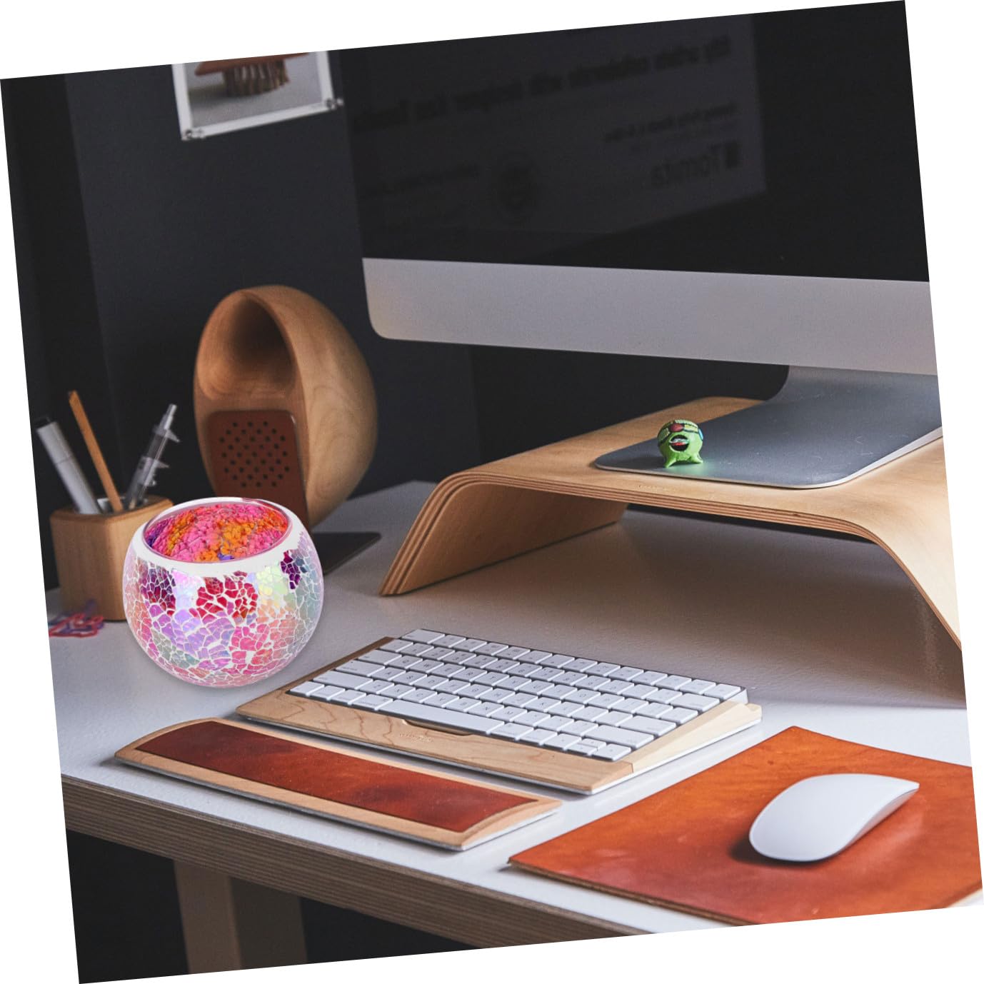 DOITOOL Portacandele in Vetro Decorato Semi-trasparente con Effetto Ghiaccio Candeliere Decorativo Stile Europeo per Interni Centro Tavola Moderno per Soggiorno e Casa
