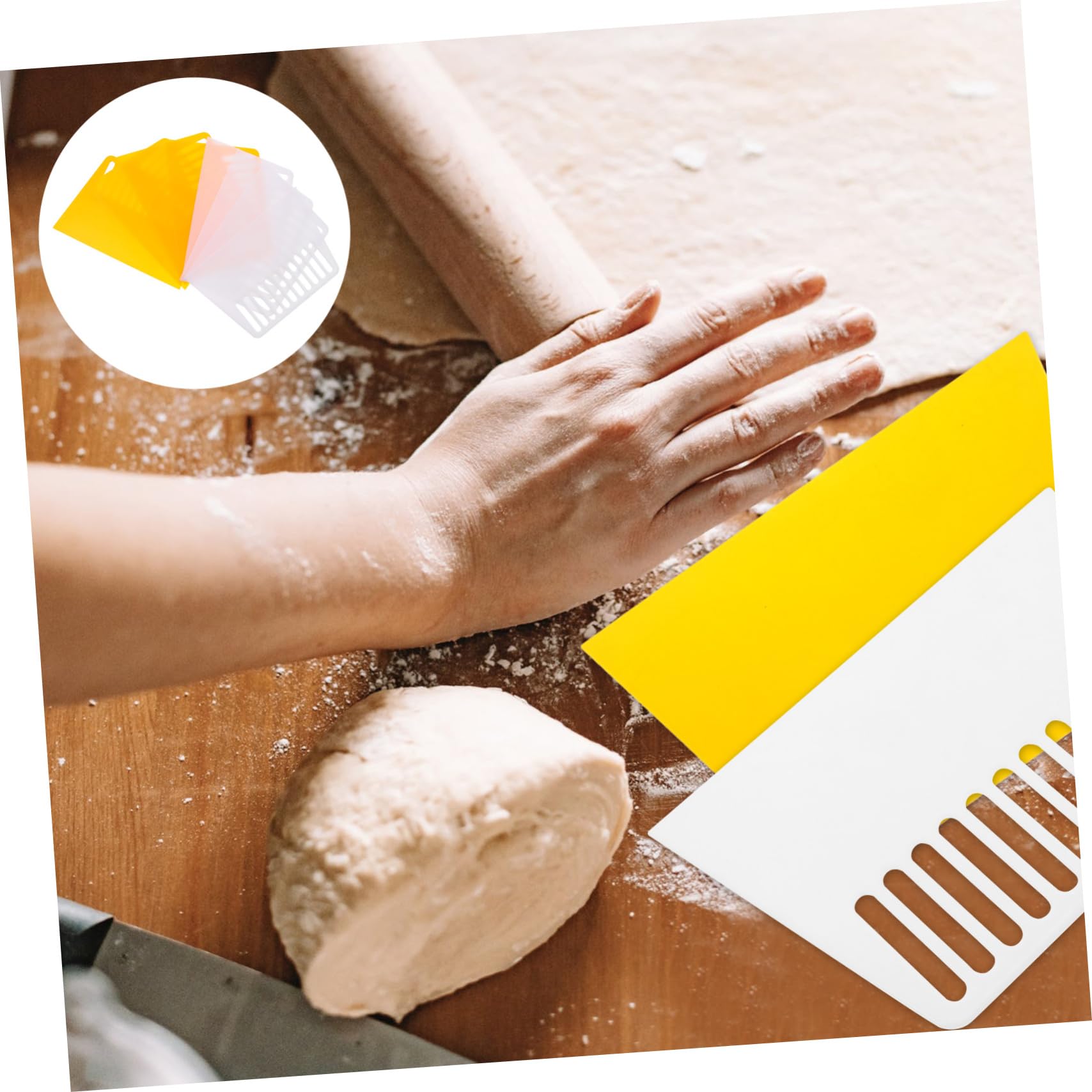 Cabilock 5 Sätze Schaber Backen Werkzeug Teig Schneidewerkzeug Küchenmesser Teigmesser Teigspatel Spätzle-nudel-knödel-Hersteller Teigbank Gebäckschneider Schabwerkzeug Plastik 8 Stück * 5