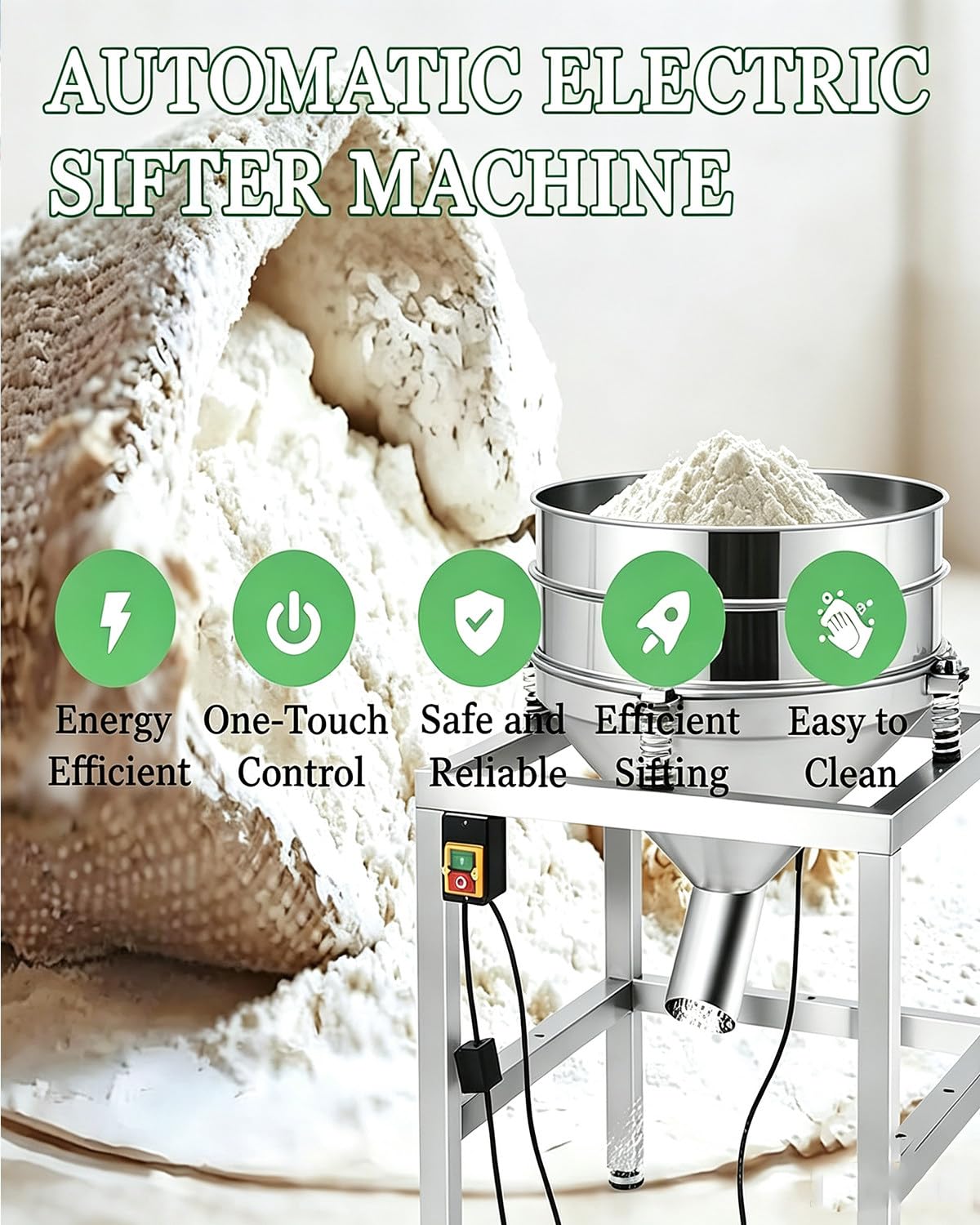Elektrische Siebmaschine, Vibrationssieb aus Edelstahl, Elektrisches Vibrationssieb 100mesh