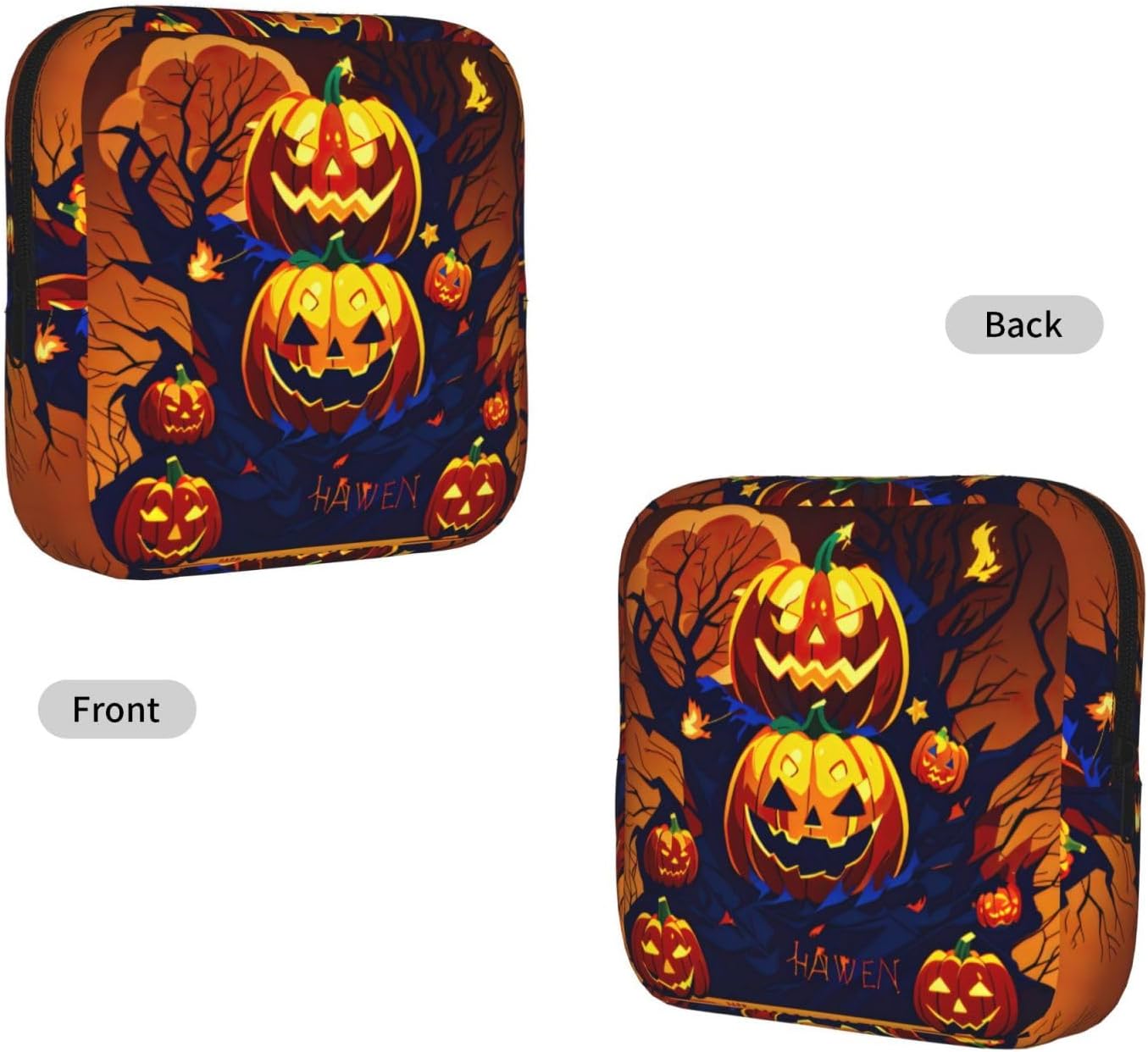 Halloween Pumpkin Print Multifunctional Storage Bag Pad Bag Skin-Friendly Period Pouch Reusable Tampon Bag for Female