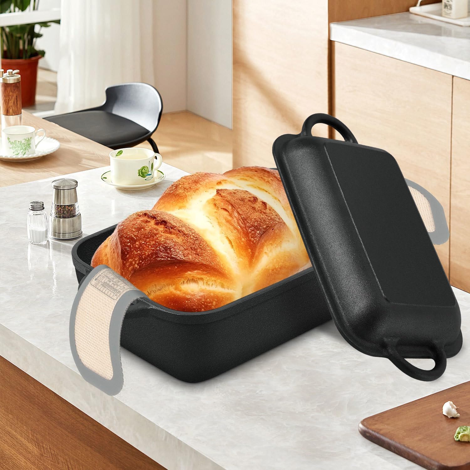 6.35 Qt Oval Cast Iron Dutch Oven for Bread Baking, Bread Baking Pan with Lid includes Bread Baking Supplies, Multi-Functional Sourdough Baking Kit for Frying and Braising - Image 2