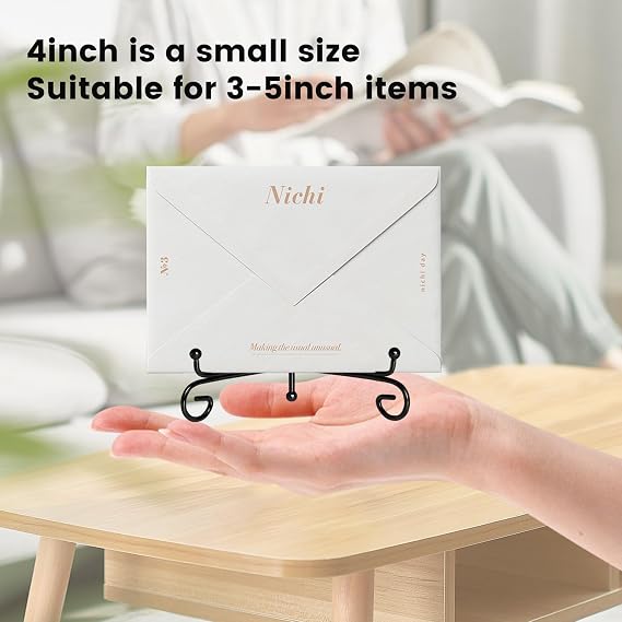 2Pack Black Iron Easel Display Stand, 4 Inch Foldable Plate Holder