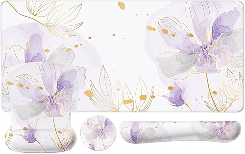 Miniatura 9 de MOSISO Juego de alfombrillas de mouse para teclado y mouse para videojuegos, reposamuñecas para teclado, alfombrilla de mouse con reposamuñecas y