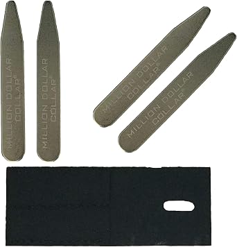 Million Dollar Collar Metal Collar Stays for Men with Felt Carrying Cases Stays Metal