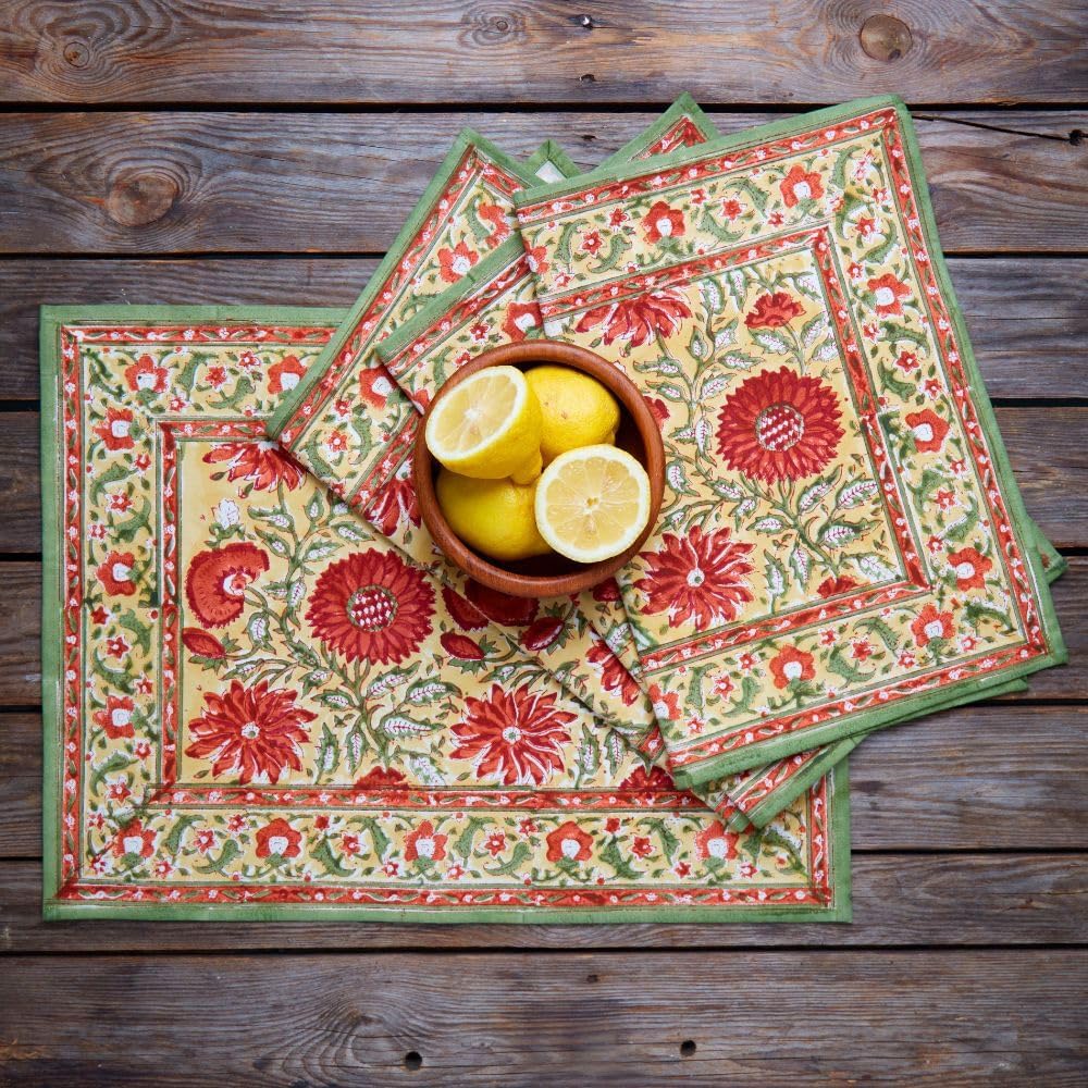 Block Print 19 x 14 Placemat Set (Indigo)