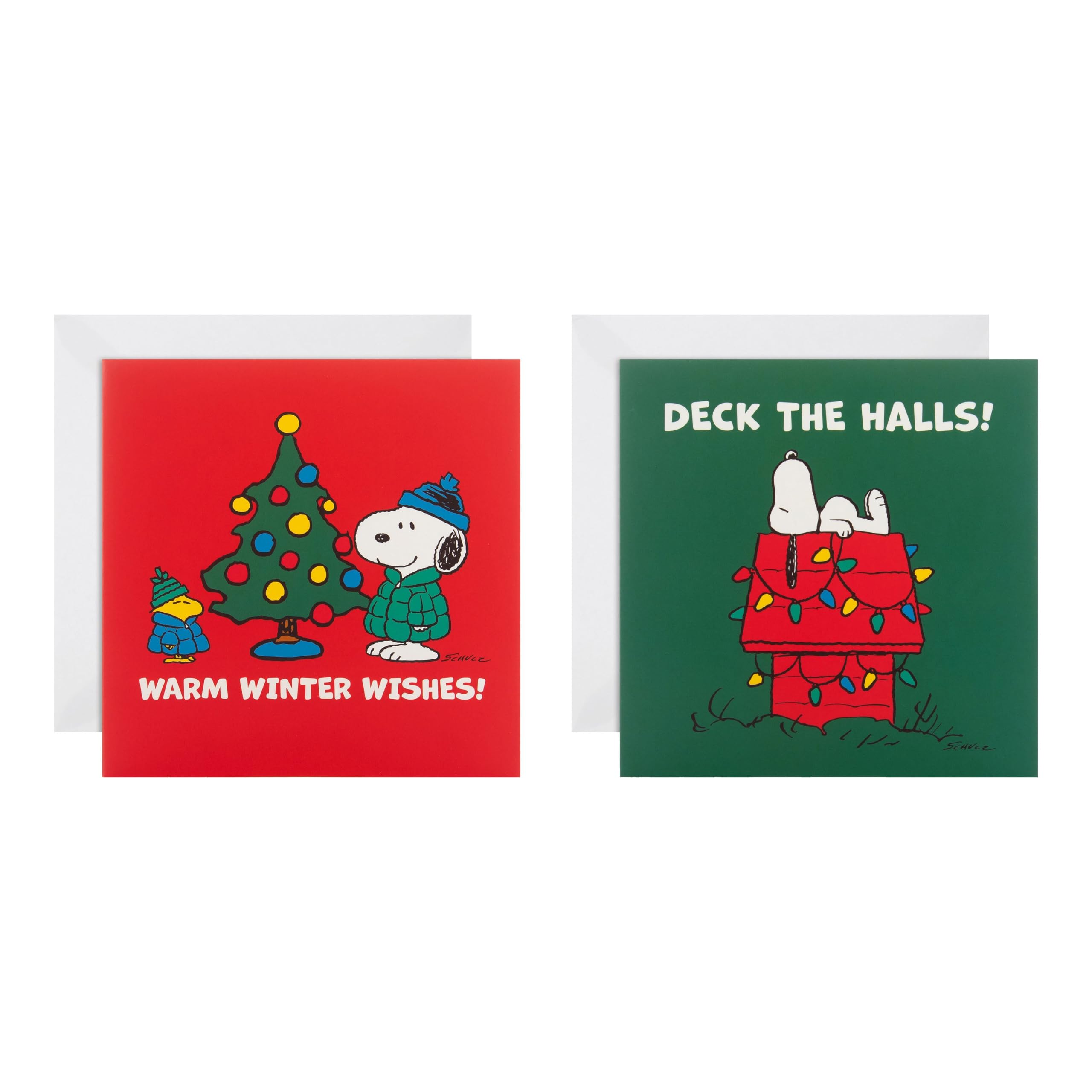 Hallmark PEANUTS SNOOPY Christmas Cards - Pack of 10 in 2 Cute Designs