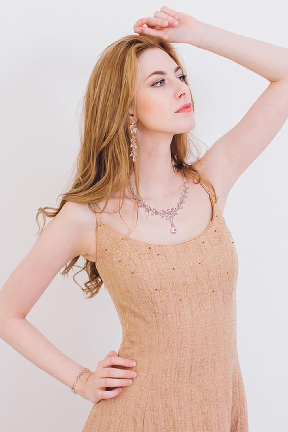 Wedding Jewelry Sets for Bride Bridesmaid Bridal Jewelry Set for Women Wedding Crystal Necklace Earrings Bracelet Set for Party Prom Jewelry - Image 3