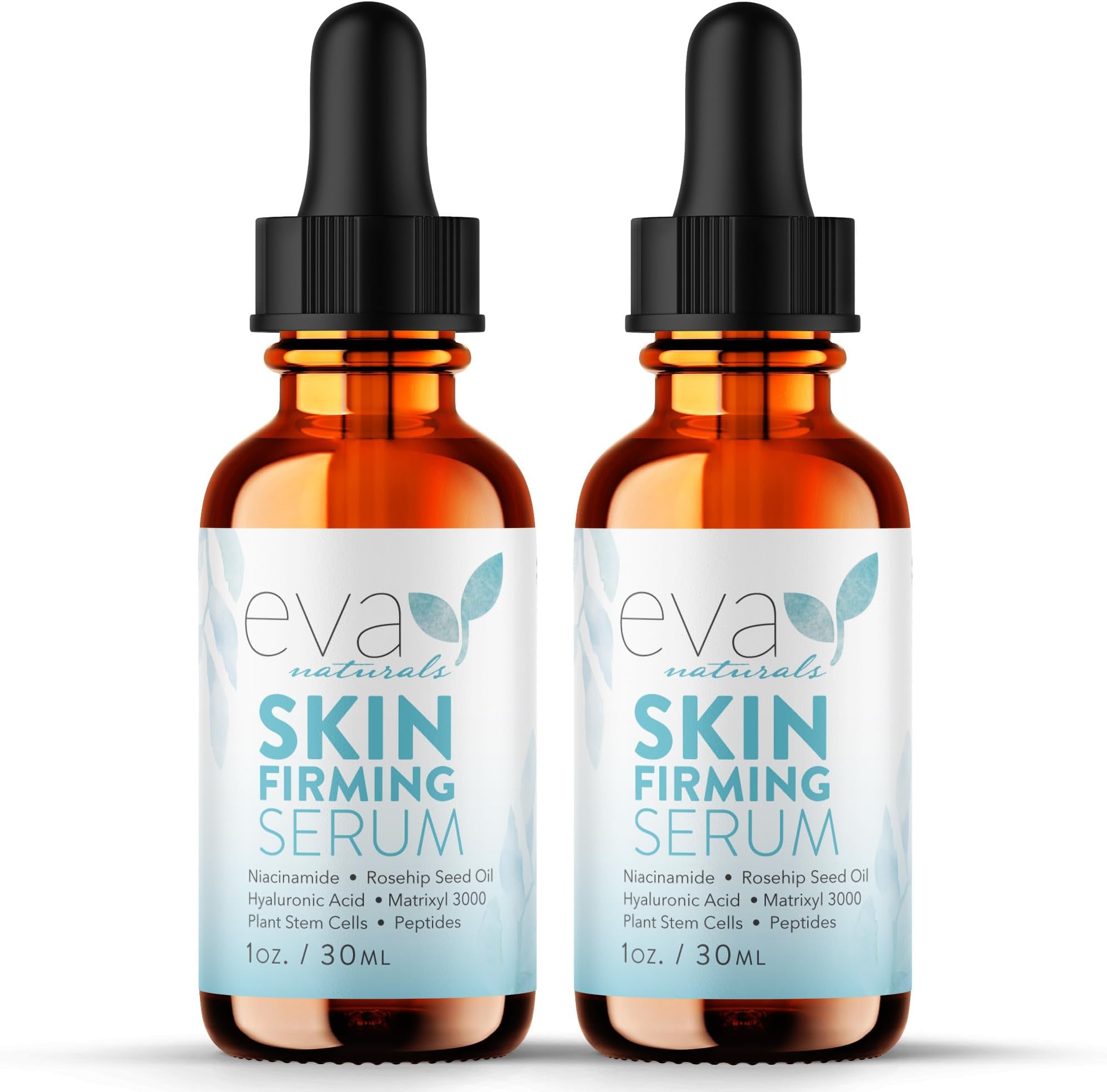 Eva Naturals Skin Firming Serum for Face – Peptide & Niacinamide Anti-Aging Serum w/Botanical Hyaluronic Acid – Collagen Boosting, Wrinkle & Fine Line Remover, Skin Tightening & Firming (30mL 2 Pack)