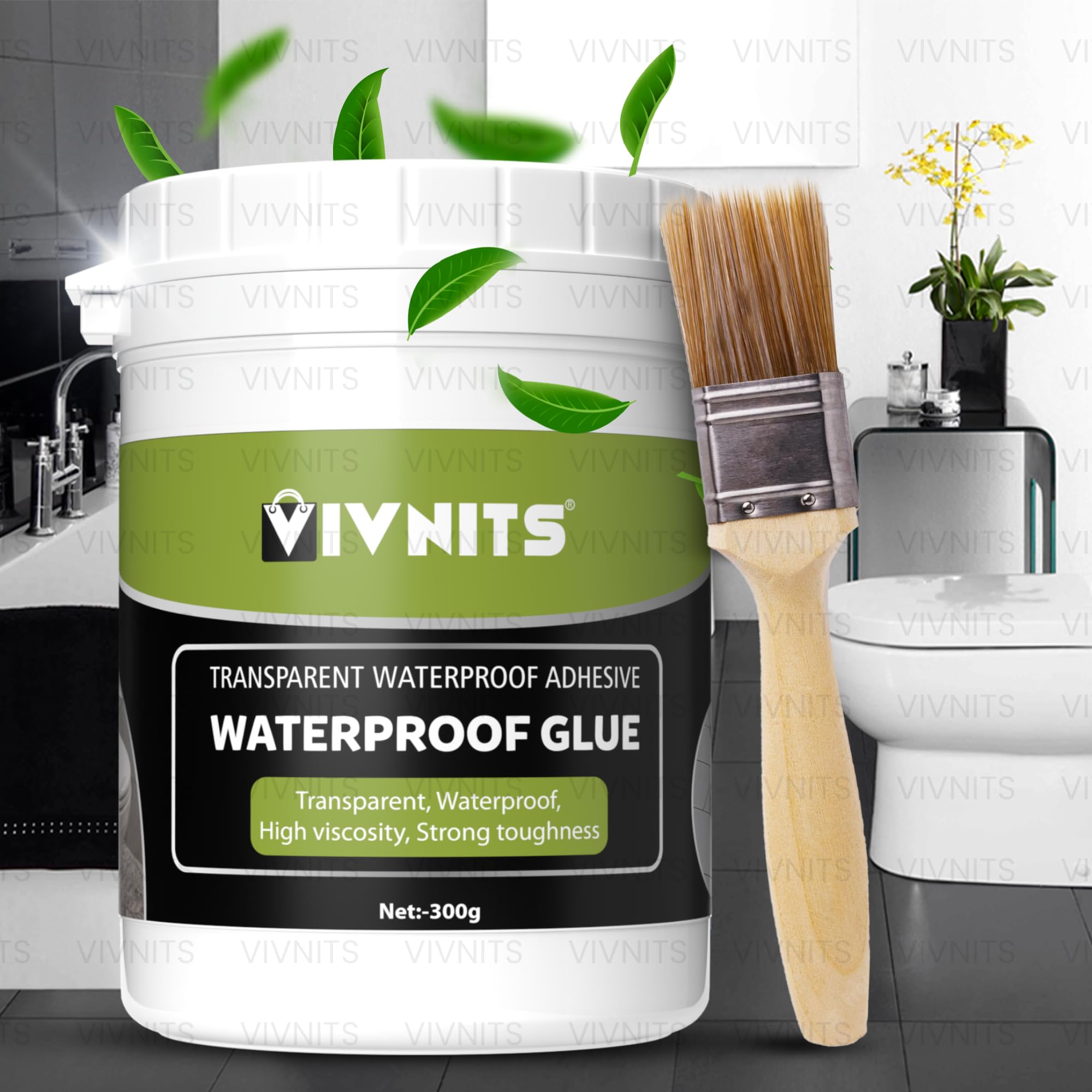 VIVNITS Roof Water Leakage Solution, Transparent Waterproof Glue, Roof Waterproofing, Waterproof Coating, Water Proof Glue, Crack Seal, Seepage Wall Solution Bathroom Wall Tile Window (1 Pack / 300GM)